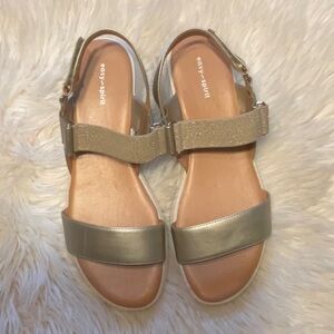 Easy Spirit Women’s Metallic Gold Adjustable Double Straps Sandals Size 11 W